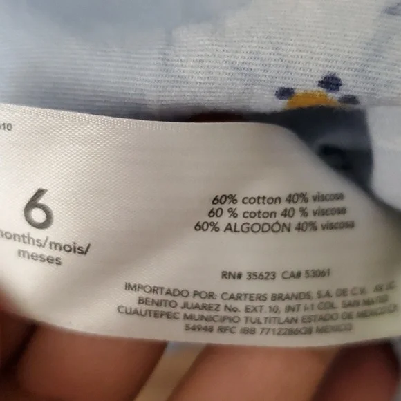 Carter's Baby Girl Sky Blue Floral Sleeveless Ruffle Dress Size 6 Months - Picture 6 of 7